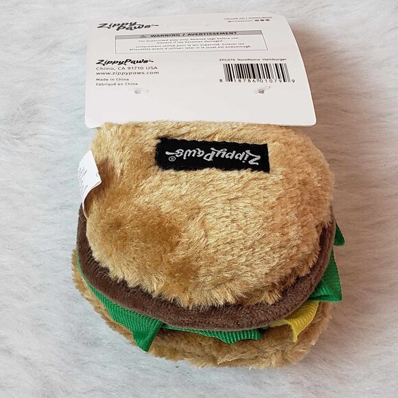 3 ZIPPY PAWS Dog Toys • Monkey & Banana Burrow + Nomnomz Taco & Hamburger Plush - Picture 6 of 16
